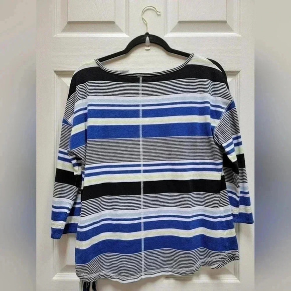 Talbots Womens Striped Side Tie 3/4 Sleeve Top Size Large - Picture 2 of 3
